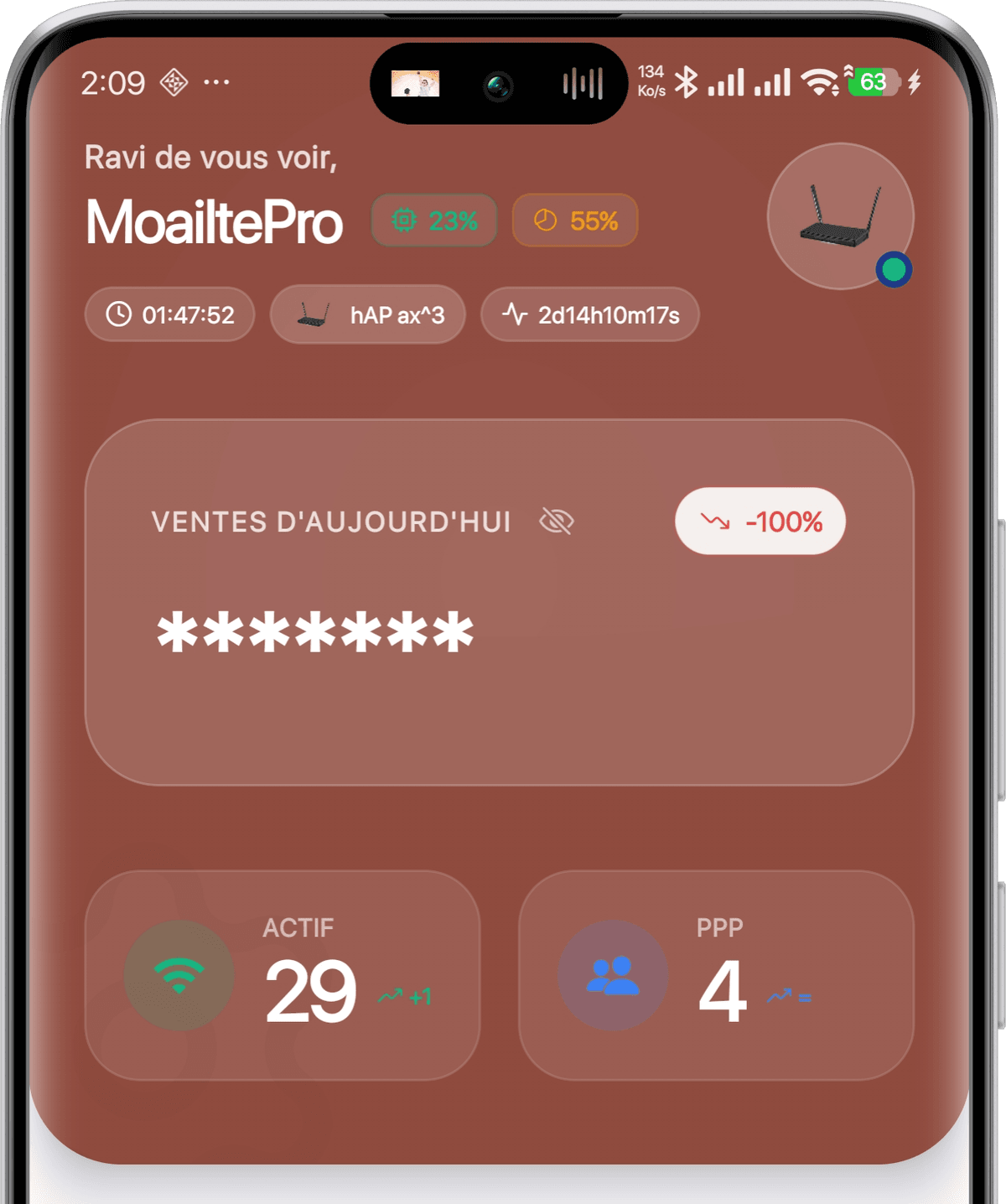 Interface de gestion Hotspot MikroTik avec MikhmonPro