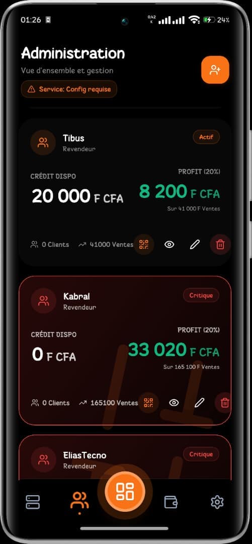 Gestion mobile des revendeurs, crédits, ventes et commissions MikhmoAI